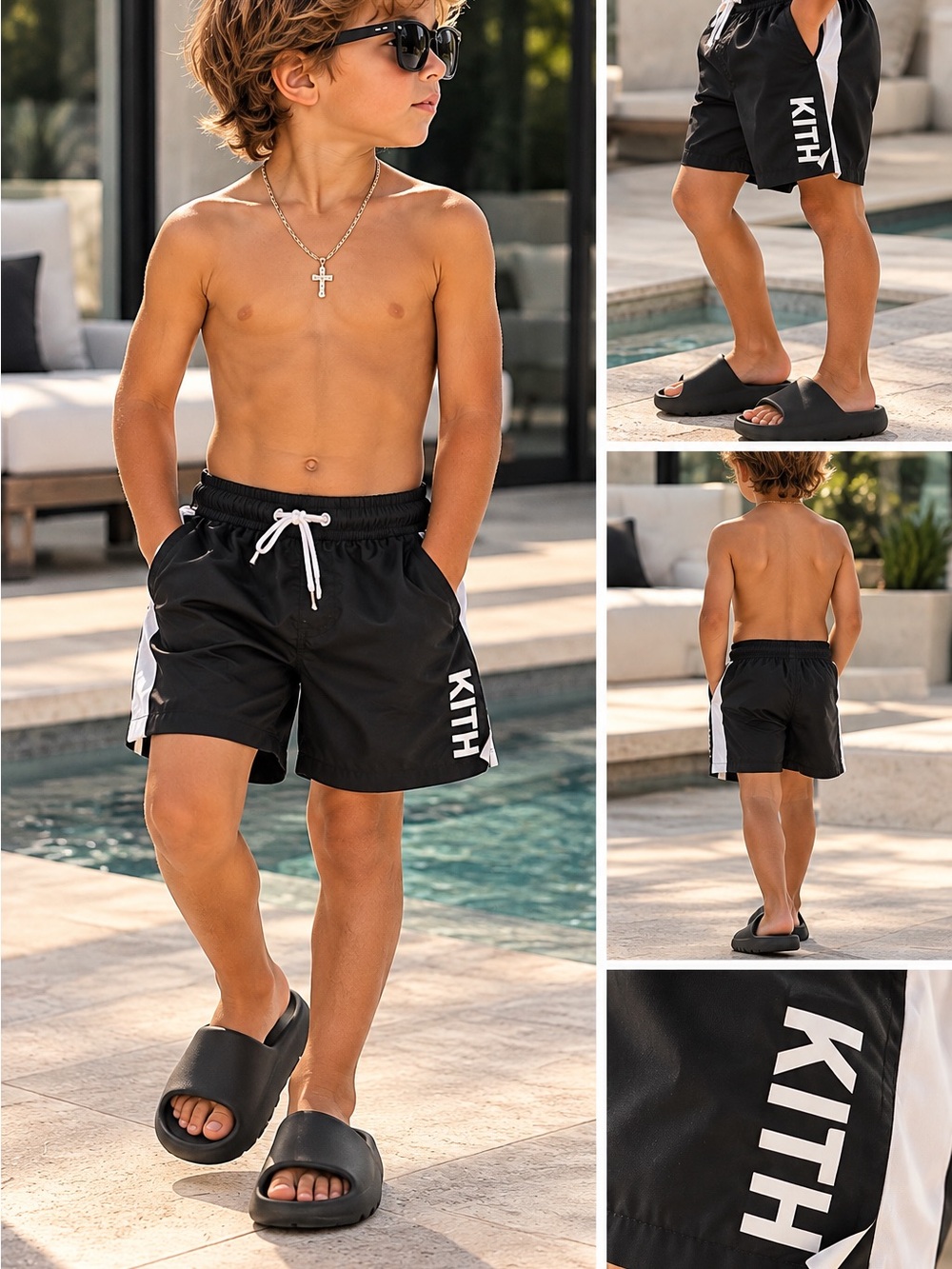 KITH Boys Black Swim Shorts / Everyday Shorts – Size 4
